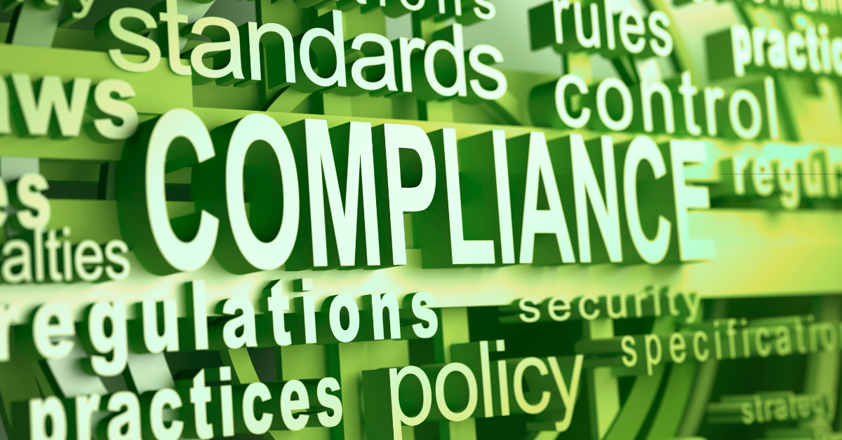 A green background filled with words like compliance, policy, standards, and control — symbolizing SSA’s focus on audit, tax, and regulatory excellence.